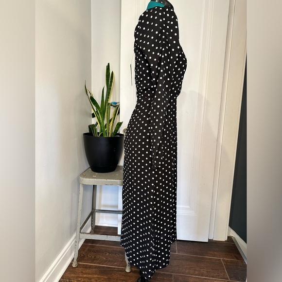 NWT Lulus Charmed and Classy Black Polka Dot Long Sleeve Midi Dress small - Picture 7 of 14